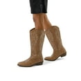 thumbnail image 5 of Pennysue Cowboy Boots For Women Light Brown Knee High Western Cowgirl Boots Snip Toe Side Zipper Chunky Heel Size 6, 5 of 6