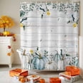 thumbnail image 4 of Shower Curtains for Bathroom-60"x72",Farmhouse Pumpkin on Wood Board Waterproof Bath Curtain Grommet Shower Curtain Set, 4 of 7