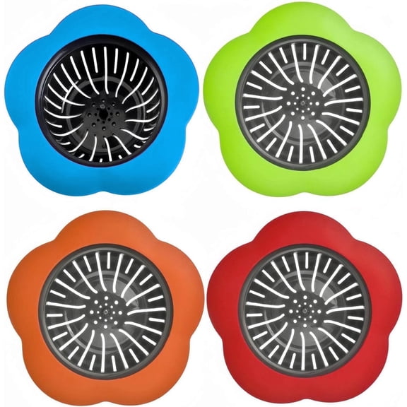 OFEFE Kitchen Sink Strainer,4PCS Silicone Sink Strainers,Large Wide Rim 4.5" Diameter Sink Drain Strainer for Kitchen Sink - Multicolor