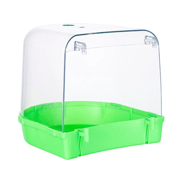 Baño para pájaros para jaula, caja de bañera para pájaros, espaciosa, transparente, limpieza, suministros para mascotas, baño Verde