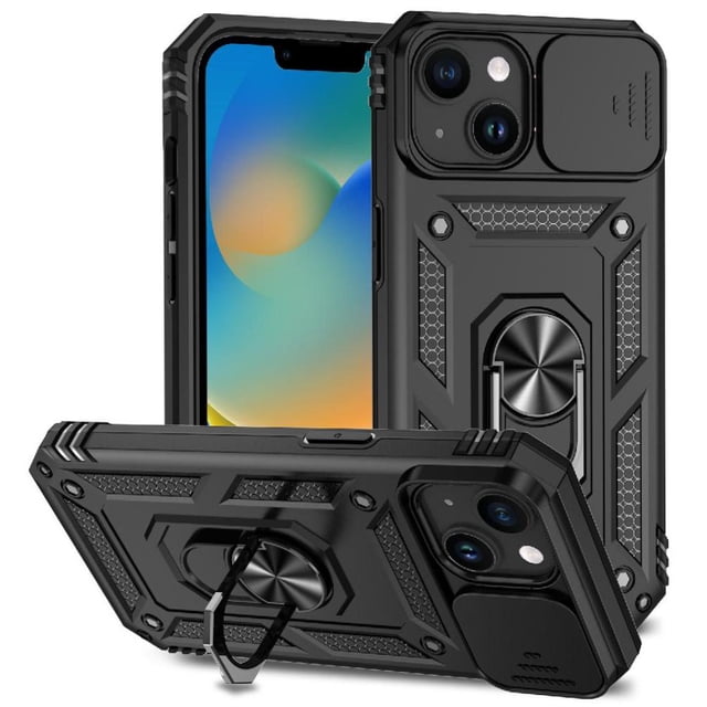 Estuche GANGXUN para iPhone 15 Plus, soporte giratorio 360°, estilo mecánico y magnético