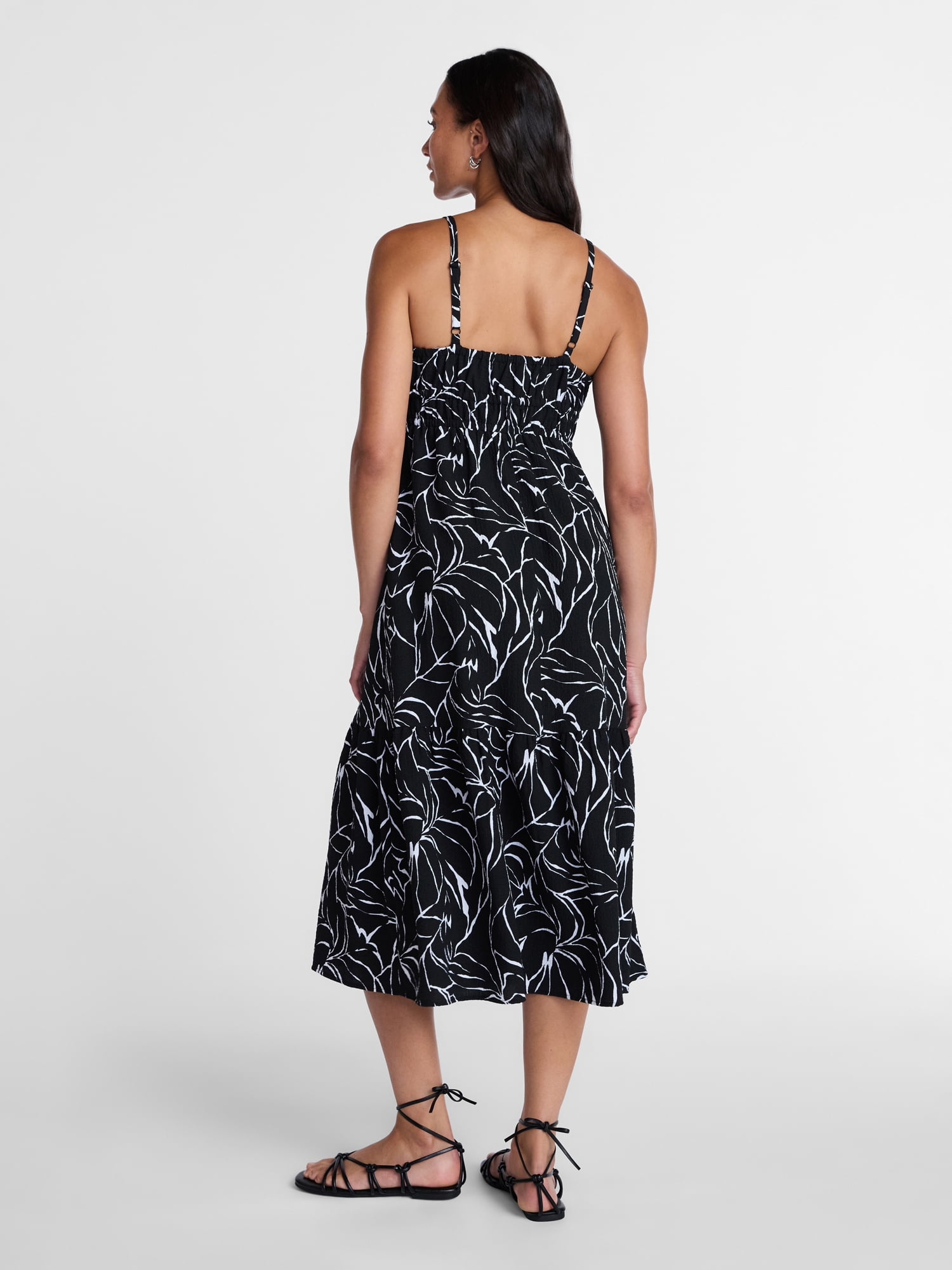 Time and Tru Women's Tie Front Sleeveless Midi Dress, Sizes XS-XXXL