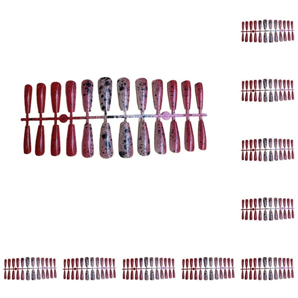 Uñas artificiales Seitruly 24 piezas estampado rojo negro