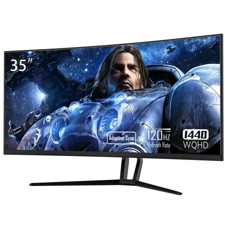 Fiodio 35” Ultra Wide 21:9 3440 * 1440P QHD Curved Gaming Monitor, Adaptive Sync, 120Hz Refresh Rate, PIP, PBP, sRGB 99%, 2xHDMI and 2xDP