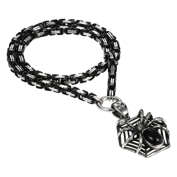 Avaner Cross Spider Necklace for Men: Cool Gothic Punk Spider Pendant Necklaces with Viking Byzantine Chain Halloween Christmas Jewelry Gifts for Mens Womens