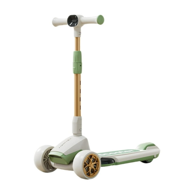 Colaxi Trottinette pour Enfants à 3 Roues Trottinette à Propulsion Portable Hauteur Ajustable Trottinette à 3 Roues Pliable Trottinette pour Enfants pour Cour Extérieur Vert
