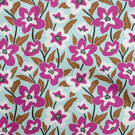 oneOone Velvet Baby Blue Fabric Florals Dress Material Fabric Print Fabric By The Yard 58 Inch Wide