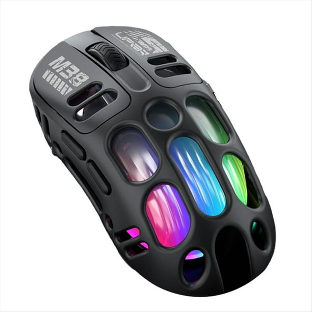 Ratón Inalámbrico Bluetooth para Juegos, Modo Dual, Retroiluminación, 1600 , Luz RGB Ajustable, Tipo C, Recargable, Color Negro.