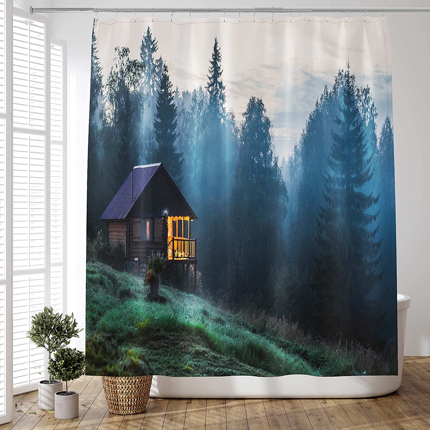 Details about   Spring Nature Animals Deers Flowers Forest Shower Curtain Set Bathroom Decor 72" 