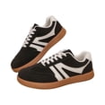 thumbnail image 5 of Women's Retro Contrast Stripe Low Top Sneakers Faux Suede Upper Lace Up Non Slip Gum Sole Casual Walking Shopping Daily Wear Ladies Fashion Shoes 36, 5 of 6