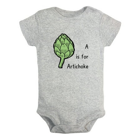 

iDzn A is For Artichoke Funny Rompers For Babies Newborn Baby Unisex Bodysuits Infant Jumpsuits Toddler 0-12 Months Kids One-Piece Oufits (Gray 0-6 Months)