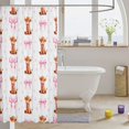 thumbnail image 3 of Manfei Farm Animal Highland Cow Shower Curtain 72Wx72L,Cute Pink Bowknot Bathroom Curtain, 3 of 5