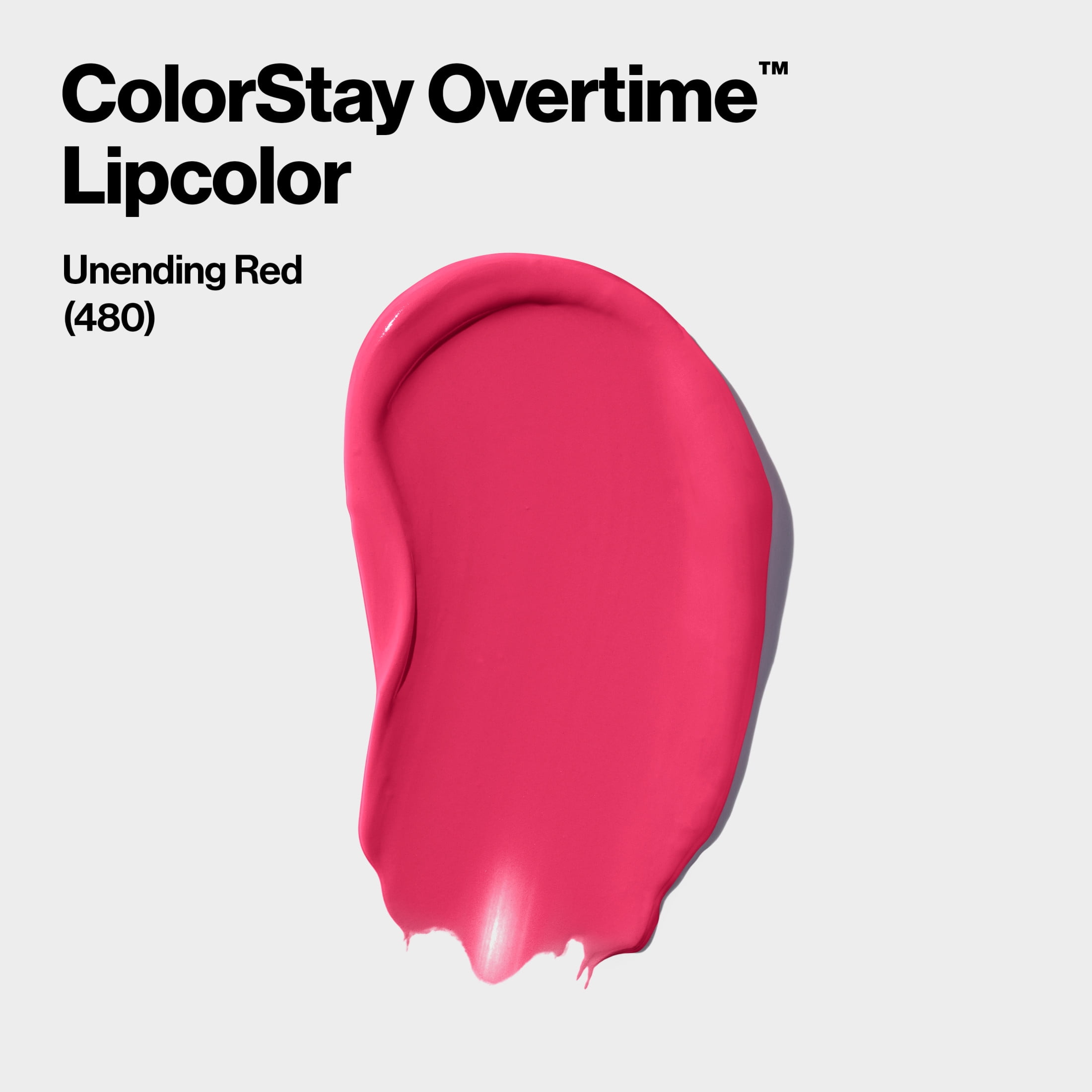 (3 pack) Revlon ColorStay Overtime Longwearing Gloss Lipstick with Vitamin E, 480 Unending Red, 0.07 fl oz