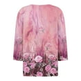 thumbnail image 6 of WTOBBY Women's Floral Print V-Neck 3/4 Sleeve Loose Fit Versatile Blouse Top for Casual Spring Fall Fashion and Everyday Comfortable Outfits,Purple Pink L, 6 of 6
