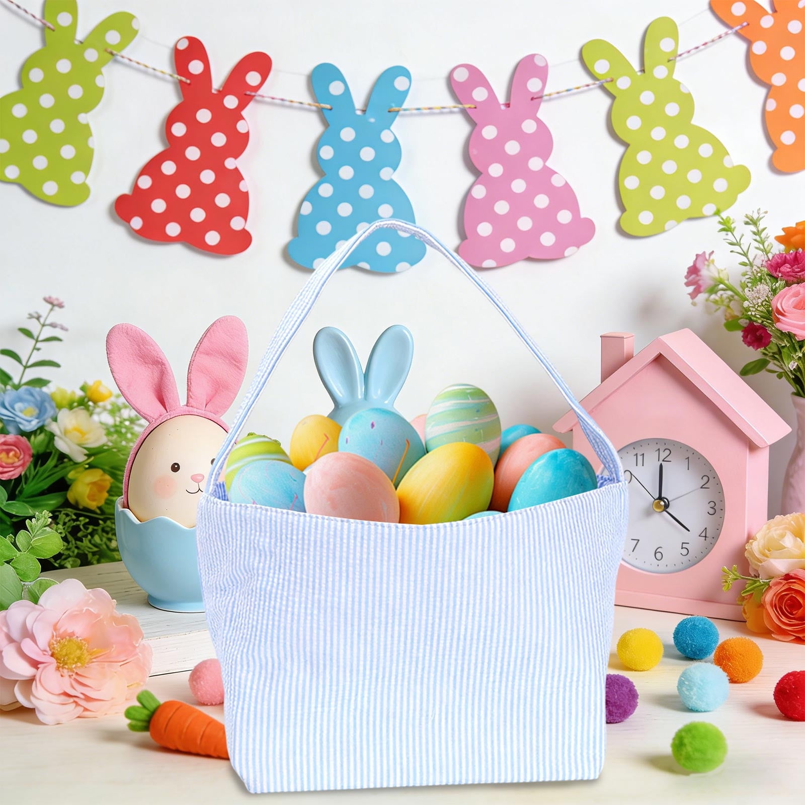 Easter Bunny Bag Children's Basket Bag Handheld Gift Canvas Bag Easter Basket Essentials
