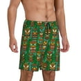 thumbnail image 2 of Kdxio Mask And Palm Leaves Print Mens Sleep Shorts Bottoms Soft Comfy Pajama Wear Pants with Drawstring Pockets, 2 of 5