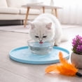 thumbnail image 2 of Round Silicone Pet Food Mat - Waterproof Dog & Cat Feeding Mat with High Lip to Prevent Spills & Protect Floors (Blue, 7''Dia), 2 of 6