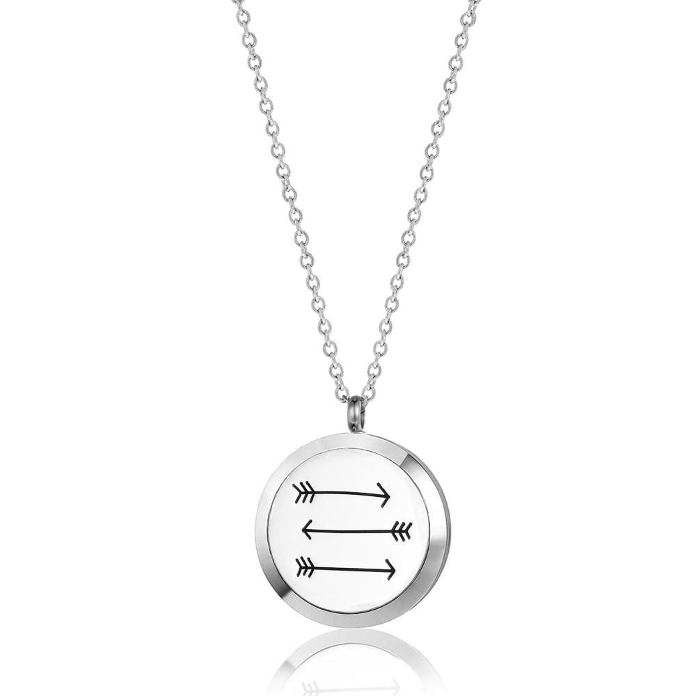 Arrow Round Aromatherapy Necklace Jewelry Essential Oil Diffuser Necklace Oil Lockets with Gift Box