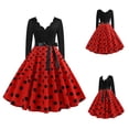thumbnail image 2 of Fridja Mode Femmes une Ligne Flare Robe Vintage Bal Bal Balançoire à Manches Longues Polka Dot Impression Robe de Soirée, 2 of 6