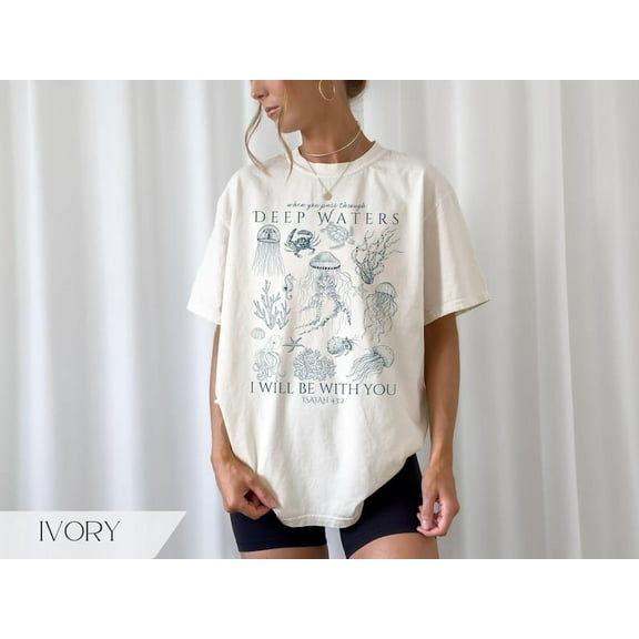 Christian Ocean Animal Shirt, Coastal Sea Life Tshirt, Trendy Beachy Oversized Scripture Tee, Jesus Bible Verse Shirt, Faith Apparel Gift