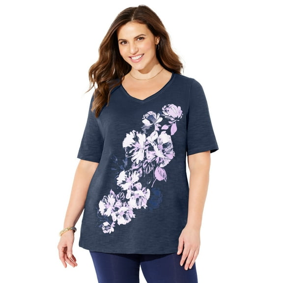 Catherines Women's Plus Size Placement Print Tee