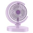 thumbnail image 3 of Ventilador de escritorio USB recargable, silencioso, pequeño, portátil, con luz, para el hogar, viajes, oficina, morado, 3 of 14