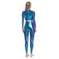 thumbnail image 7 of Aislor Womens Shiny Metallic Unitard Astronaut Jumpsuit with Alien Headwear Party Blue S, 7 of 7