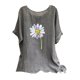 thumbnail image 1 of Camisetas de Manga Corta para las Mujeres Mezcla de Lino de Ajuste Suelto Top de Camiseta Casual, Blusas para las Mujeres Casual, 1 of 3