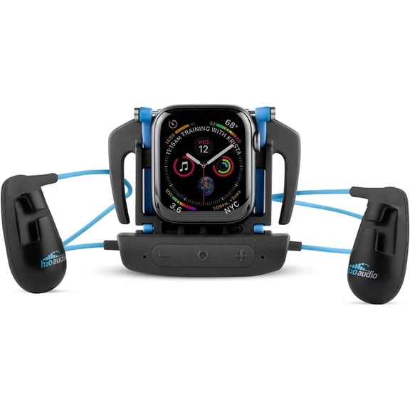 H2O Audio Interval Swim Headphones for Apple Watch – Waterproof IPX8 Swimming Earbuds with Bluetooth, 6-Hour Battery Life, Open-Ear Bone Conduction, and Goggle Loops – Blue