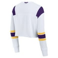 thumbnail image 3 of Women's Fanatics White LSU Tigers Training Camp Cropped Long Sleeve V-Neck Fashion Top, 3 of 3