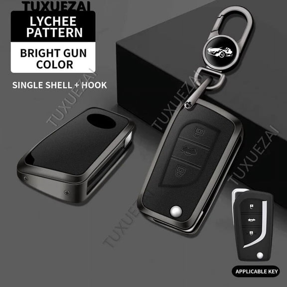 Zinc alloy leather Car Key Cover For Toyota C 3 buttons key case CHR C-HR Prado Camry Avalon Prius Corolla RAV4 Avalon Keychain