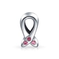 thumbnail image 2 of Bling Jewelry Womens Set of 2 Pink Ribbon Breast Cancer Survivor & CZ  Spacer Charm Bead Silver, 2 of 5