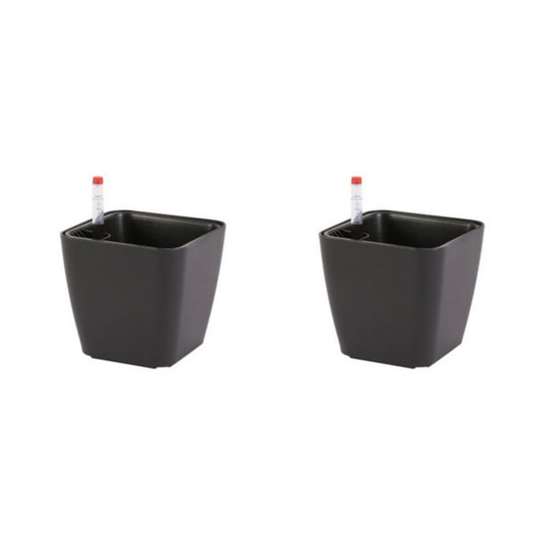 Maceta de riego automático de resina Yuarrent 2Conjunto negro 14*13*10.5