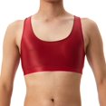 thumbnail image 2 of sunsanly Men Sexy Glossy Silky Vest O-neck Sleeveless Racerback Tank Tops Solid Color Skinny Smooth Surface Tops, 2 of 8