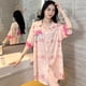 thumbnail image 2 of Camisón de seda de hielo con estampado de flores de estilo chino para mujer, ropa de dormir suelta y cómoda, vestido de noche de verano, 2 of 5