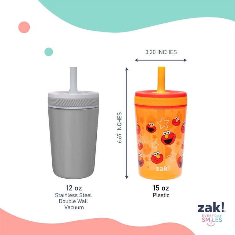 Zak Designs Sesame Street Toddler Tumblers, 15oz 2pk, Leak-Proof