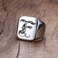 thumbnail image 1 of Anillo de sello con iniciales Retro Vnox para hombre, 18mm, sello pesado voluminoso, banda masculina, letras de acero inoxidable, regalo de joyería personalizado para él Tan Jianjun unisex, 1 of 2