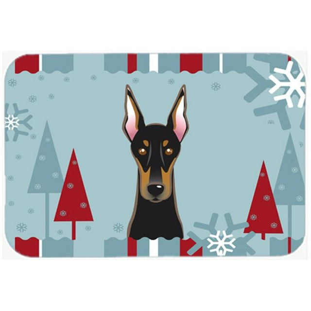 Winter Holiday Doberman Kitchen & Bath Mat, 20 x 30