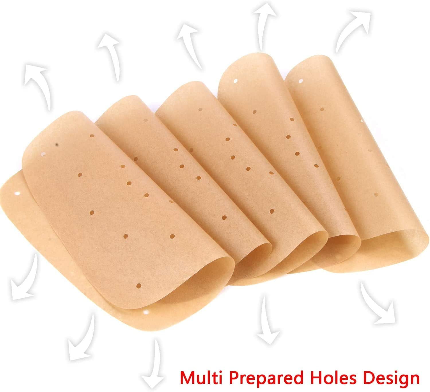 ABCISI Perforated Parchment Paper for Air Fryer, 200pcs Square 8.5 inch air fryer parchment paper liners, ovens & microwaves or 8-9 inches metal steamers. (Yellow - 200Pcs)