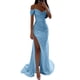 thumbnail image 1 of Vestido de fiesta sin hombros con lentejuelas para mujer: manga corta, color liso, largo maxi, perfecto para bodas o fiestas nocturnas (primavera/otoño/invierno)., 1 of 8