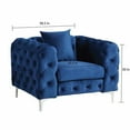 thumbnail image 3 of Morden Fort Modern Contemporary 2 Piece of Accent Chair and Sofas Set with Deep Button Tufting Dutch Velvet, Solid Wood Frame and Iron Legs-Navy Blue, 3 of 7