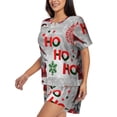thumbnail image 2 of Naloa Cute Santa Women's Short-Sleeved Pajama Set, Loungewear, Summer pajamas, Breathable Cozy - Small, 2 of 9