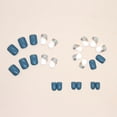 thumbnail image 4 of Uñas postizas cortas cuadradas de presión, color azul claro degradado con purpurina dorada, color nude, reutilizables., 4 of 5