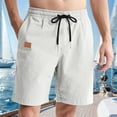 thumbnail image 5 of Men's Drawstring Pockets Elastic Waist Shorts for Casual Beach White XXL, 5 of 9