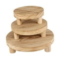 thumbnail image 2 of jinwen 3 Pieces Wooden Plant Display Stand Riser Cake Stand for Home Kitchen Sturdy Light Brown, 2 of 9