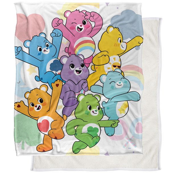Care Bears Blanket, 50' x 60' Care Bears Silky Touch Sherpa Back Super