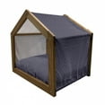 thumbnail image 2 of Navy Blue Pet House, Geometric Dotted Pattern Design with Abstract Ogee Shapes Grid Ornament Tile, Outdoor & Indoor Portable Dog Kennel with Pillow and Cover, 5 Sizes, Dark Blue Tan, by Ambesonne, 2 of 5