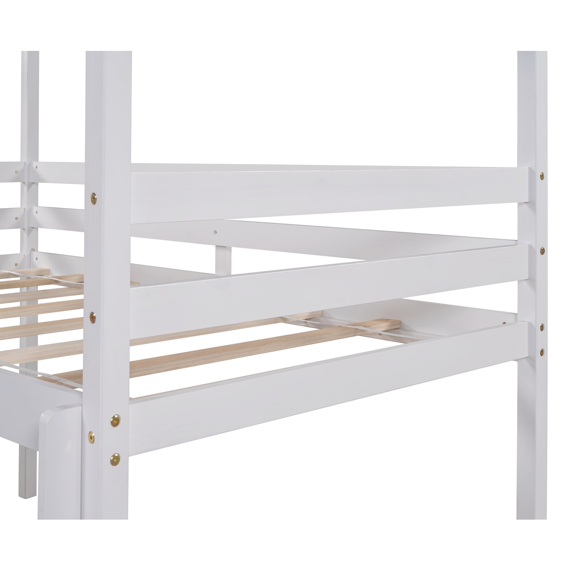 Twin Size Loft Bed with Wood House Bed with Slide, No Box Spring Needed - Walmart.com