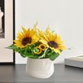 thumbnail image 3 of Flores artificiales con jarrón de cerámica, paisaje de bonsái de flores para dormitorio interior Girasol Zulema Bonsai en maceta, 3 of 7