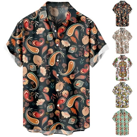 

Mens Crewneck Button Down Shirt & Top Tropical Slim-Fit Clothing Apparel for Teen and Adult